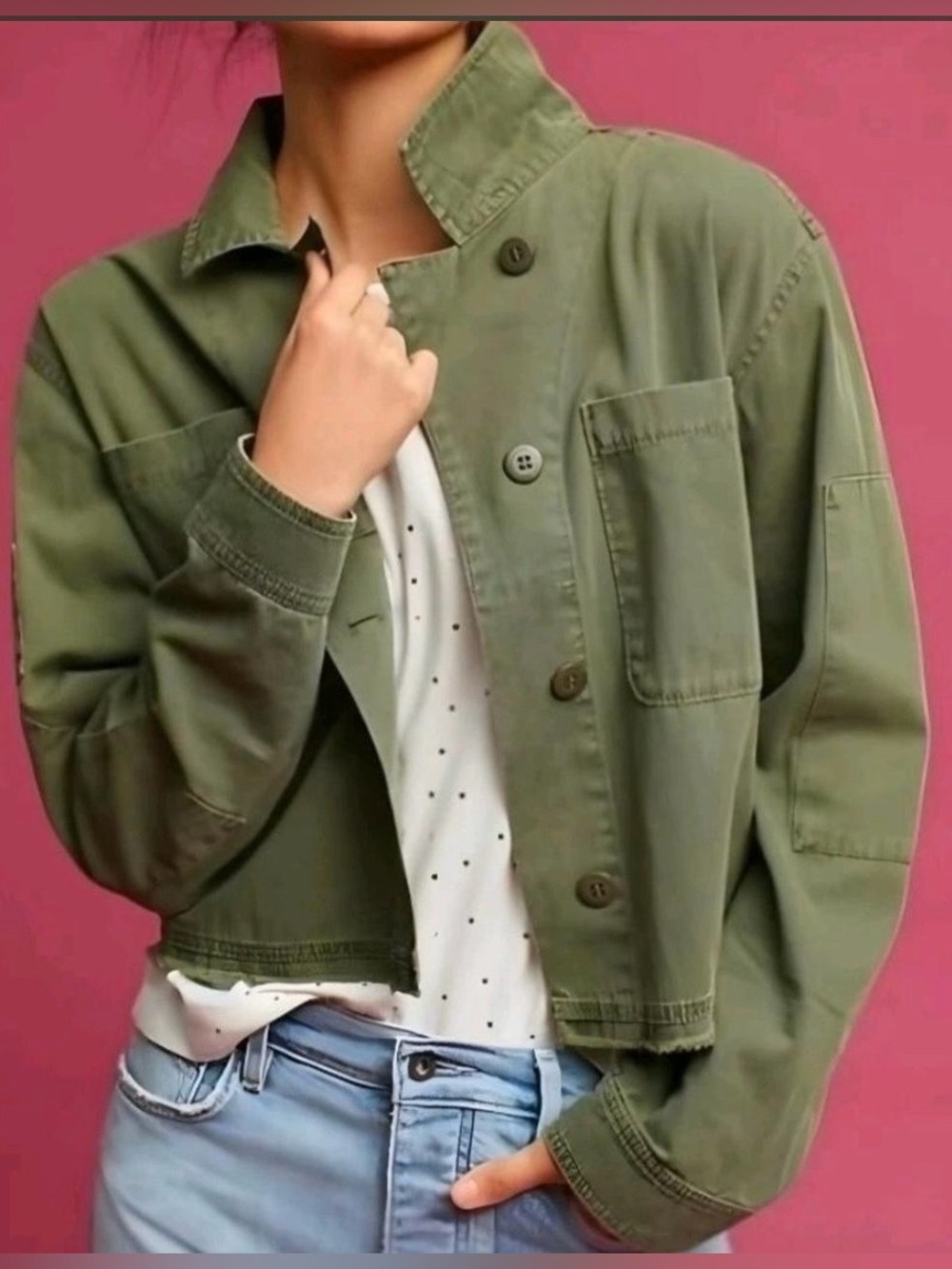 Sanctuary Olive Utility Cropped Jacket